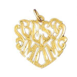Best Mom Pendant Necklace Charm Bracelet in Yellow, White or Rose Gold 9852