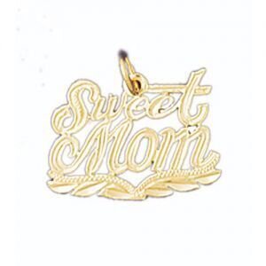 Sweet Mom Pendant Necklace Charm Bracelet in Yellow, White or Rose Gold 9855