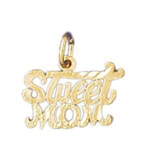 Sweet Mom Pendant Necklace Charm Bracelet in Yellow, White or Rose Gold 9857