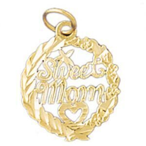Sweet Mom Pendant Necklace Charm Bracelet in Yellow, White or Rose Gold 9858