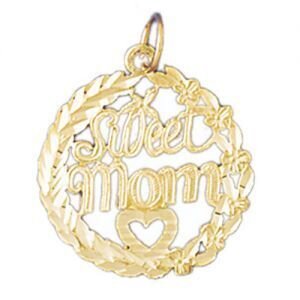 Sweet Mom Pendant Necklace Charm Bracelet in Yellow, White or Rose Gold 9859