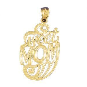 Sweet Mom Pendant Necklace Charm Bracelet in Yellow, White or Rose Gold 9861