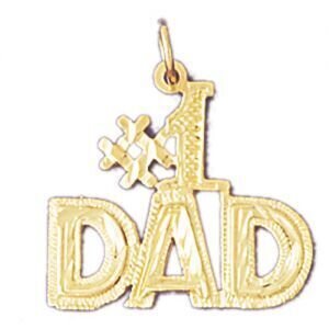 Number One Dad Pendant Necklace Charm Bracelet in Yellow, White or Rose Gold 9862