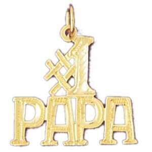 Number One Papa Pendant Necklace Charm Bracelet in Yellow, White or Rose Gold 9864