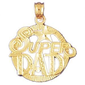 Super Dad Pendant Necklace Charm Bracelet in Yellow, White or Rose Gold 9865