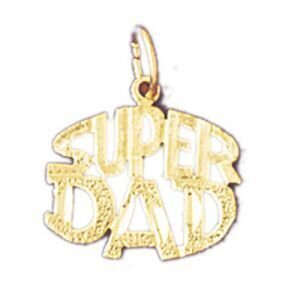 Super Dad Pendant Necklace Charm Bracelet in Yellow, White or Rose Gold 9867