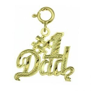 Number One Dad Pendant Necklace Charm Bracelet in Yellow, White or Rose Gold 9868