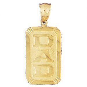 Dad Pendant Necklace Charm Bracelet in Yellow, White or Rose Gold 9870