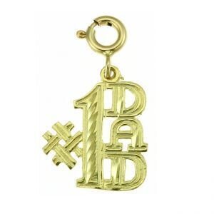 Number One Dad Pendant Necklace Charm Bracelet in Yellow, White or Rose Gold 9872