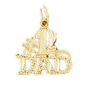 Number One Dad Pendant Necklace Charm Bracelet in Yellow, White or Rose Gold 9874