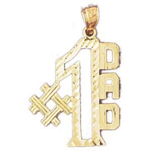 Number One Dad Pendant Necklace Charm Bracelet in Yellow, White or Rose Gold 9878