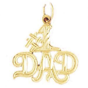 Number One Dad Pendant Necklace Charm Bracelet in Yellow, White or Rose Gold 9880