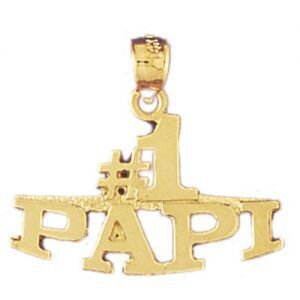 Number One Papi Pendant Necklace Charm Bracelet in Yellow, White or Rose Gold 9885