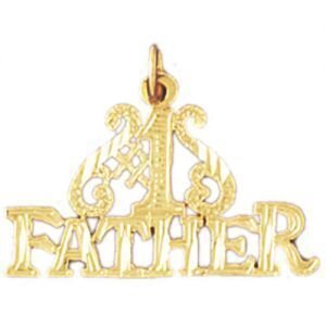 Number One Father Pendant Necklace Charm Bracelet in Yellow, White or Rose Gold 9889