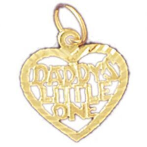 Daddys Little One Pendant Necklace Charm Bracelet in Yellow, White or Rose Gold 9890