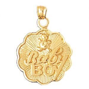 Baby Boy Pendant Necklace Charm Bracelet in Yellow, White or Rose Gold 9893