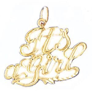 Its A Girl Pendant Necklace Charm Bracelet in Yellow, White or Rose Gold 9896