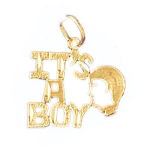 Its A Boy Pendant Necklace Charm Bracelet in Yellow, White or Rose Gold 9898