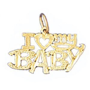 I Love My Baby Pendant Necklace Charm Bracelet in Yellow, White or Rose Gold 9899