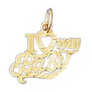 I Love My Baby Pendant Necklace Charm Bracelet in Yellow, White or Rose Gold 9900