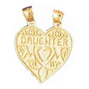 Mother Daughter Heart Pendant Necklace Charm Bracelet in Yellow, White or Rose Gold 9904