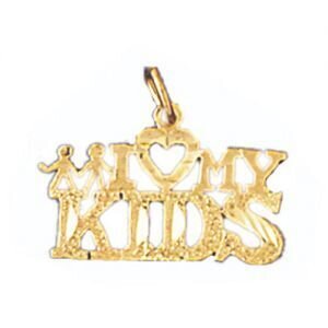 I Love My Kids Pendant Necklace Charm Bracelet in Yellow, White or Rose Gold 9908
