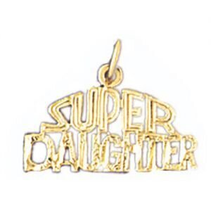 Super Daughter Pendant Necklace Charm Bracelet in Yellow, White or Rose Gold 9912