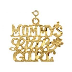 Mommys Little Girl Pendant Necklace Charm Bracelet in Yellow, White or Rose Gold 9915