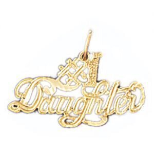 Number One Daughter Pendant Necklace Charm Bracelet in Yellow, White or Rose Gold 9917