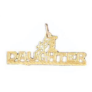 Number One Daughter Pendant Necklace Charm Bracelet in Yellow, White or Rose Gold 9920