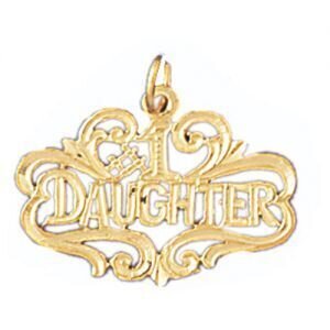 Number One Daughter Pendant Necklace Charm Bracelet in Yellow, White or Rose Gold 9922