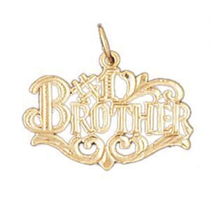 Number One Brother Pendant Necklace Charm Bracelet in Yellow, White or Rose Gold 9927