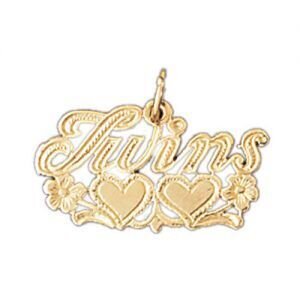 Twins Pendant Necklace Charm Bracelet in Yellow, White or Rose Gold 9930