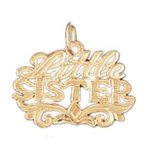 Little Sister Pendant Necklace Charm Bracelet in Yellow, White or Rose Gold 9939