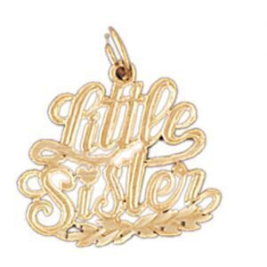 Little Sister Pendant Necklace Charm Bracelet in Yellow, White or Rose Gold 9941