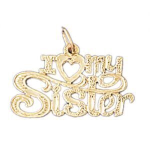 I Love My Sister Pendant Necklace Charm Bracelet in Yellow, White or Rose Gold 9943