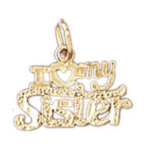 I Love My Sister Pendant Necklace Charm Bracelet in Yellow, White or Rose Gold 9944