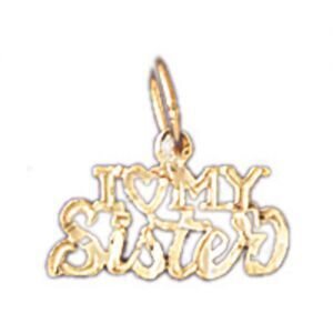 I Love My Sister Pendant Necklace Charm Bracelet in Yellow, White or Rose Gold 9945