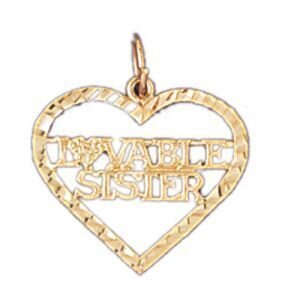 Lovable Sister Pendant Necklace Charm Bracelet in Yellow, White or Rose Gold 9947