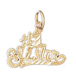 Number One Sister Pendant Necklace Charm Bracelet in Yellow, White or Rose Gold 9952