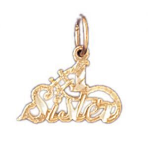 Number One Sister Pendant Necklace Charm Bracelet in Yellow, White or Rose Gold 9955
