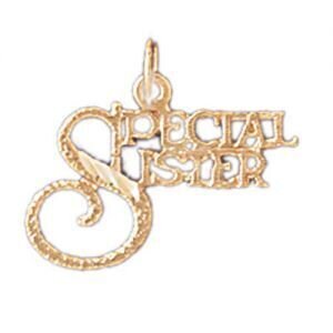 Special Sister Pendant Necklace Charm Bracelet in Yellow, White or Rose Gold 9959