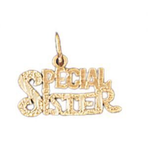 Special Sister Pendant Necklace Charm Bracelet in Yellow, White or Rose Gold 9961
