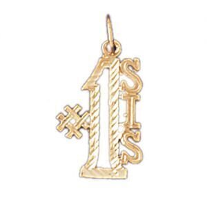 Number One Sister Pendant Necklace Charm Bracelet in Yellow, White or Rose Gold 9962