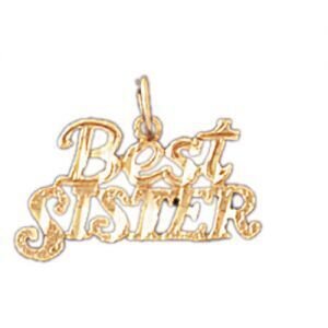 Best Sister Pendant Necklace Charm Bracelet in Yellow, White or Rose Gold 9966