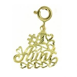 Number One Aunt Pendant Necklace Charm Bracelet in Yellow, White or Rose Gold 9970