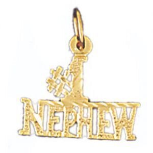 Number One Nephew Pendant Necklace Charm Bracelet in Yellow, White or Rose Gold 9973