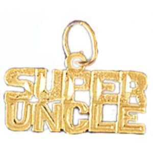 Super Uncle Pendant Necklace Charm Bracelet in Yellow, White or Rose Gold 9978