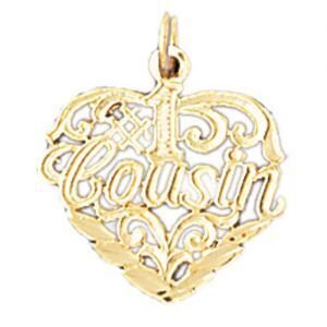 Number One Cousin Pendant Necklace Charm Bracelet in Yellow, White or Rose Gold 9979