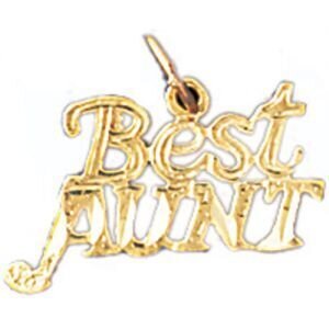 Best Aunt Pendant Necklace Charm Bracelet in Yellow, White or Rose Gold 9990